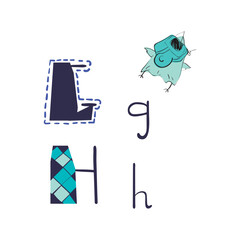 Hand drawn funny letters vector illustration