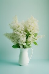 Bouquet of flowers on a light background. Retro composition. Floristry.Generative AI