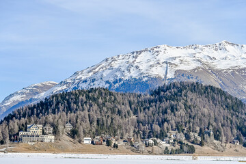St. Moritz, St. Moritzersee, Oberengadin, Winterwanderweg, Winter, Muottas Muragl, Alpen, Graubünden, Schweiz