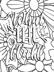 Funny-Quotes Coloring pages. Coloring page for adults and kids. Vector Illustration. 