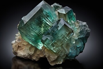 An example of the green fluorite crystal mineral stone. Generative AI