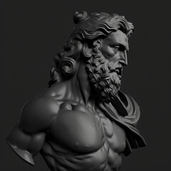 Fototapeta na wymiar matte black sculpture of an ancient Greek god , generative AI 