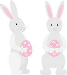 Bunny with Easter eggs vector illustration