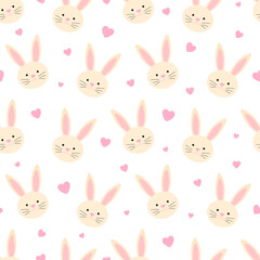Seamless pattern pink Bunny vector illustration