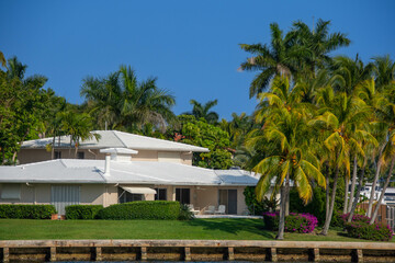Architecture along the canals of Fort Lauderdale in Florida, USA