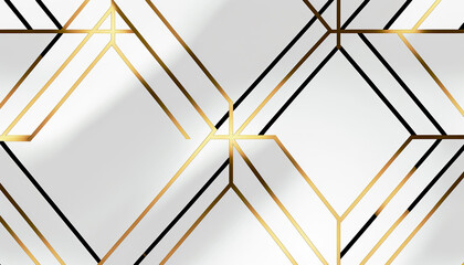 Background Modern Monochrome Geometric Seamless Wallpaper with Gold Accents | AI generated
