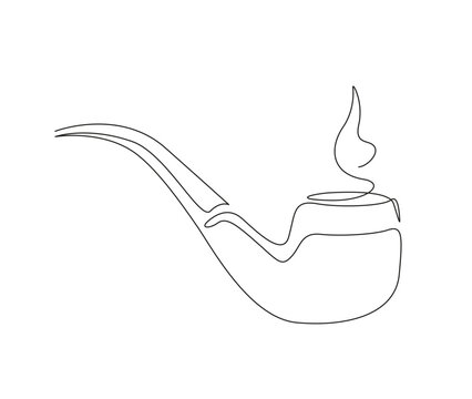 recommend clip art: Continuous one line drawing of tobacco pipe. Simple smoking pipe outline design. Editable active stroke vector.