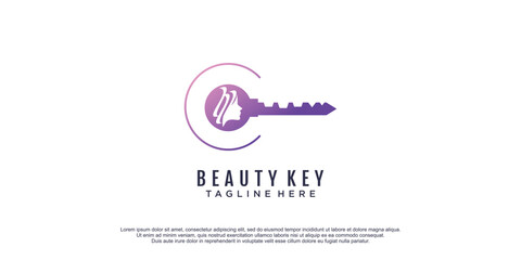 Beauty logo with key concept and creative element design premium vector