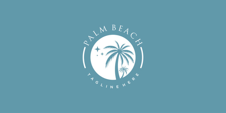 Palm logo with creative design premium vector