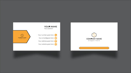 Yellow corporate business card,simple clean layout design,geometric business card.