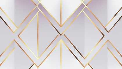 Background Modern Monochrome Geometric Seamless Wallpaper with Gold Accents | AI generated