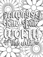 Funny-Quotes Coloring pages. Coloring page for adults and kids. Vector Illustration.