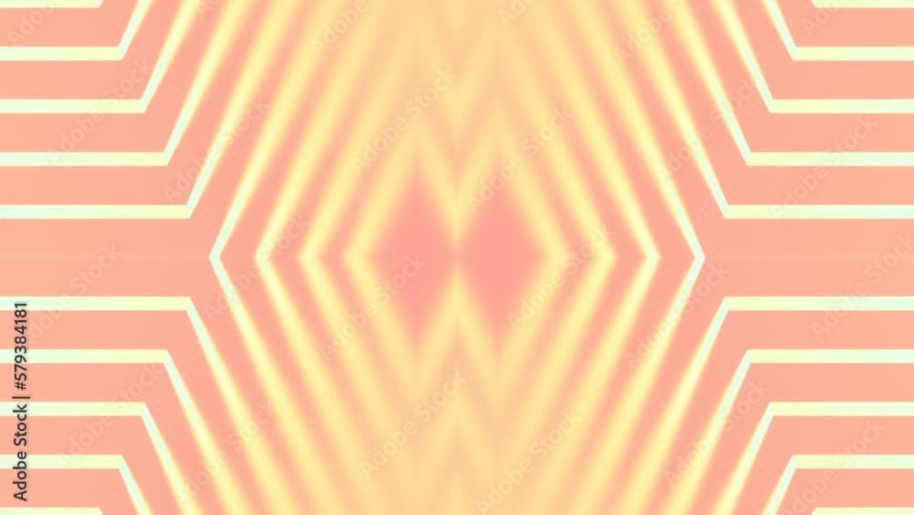 Poster Symmetrical composition of movement of yellow rays of light. 3d rendering 4K