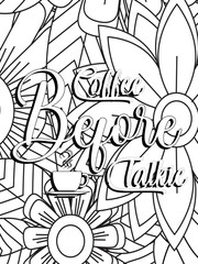 Funny-Quotes Coloring pages. Coloring page for adults and kids. Vector Illustration.