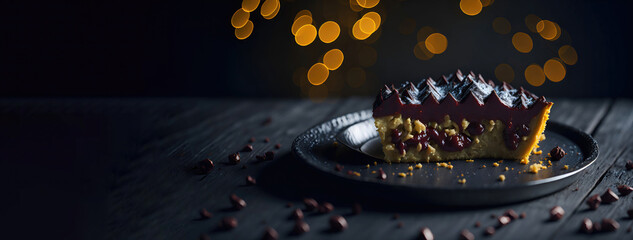 Mince Pie on Bokeh Background Generative AI