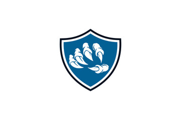 Shield tech safety  with trex claws technology logo design icon element 