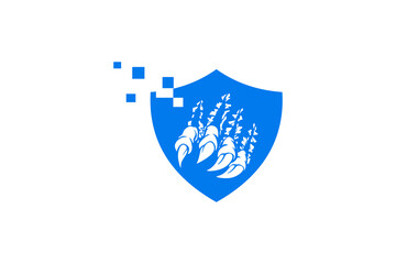 Shield tech safety  with trex claws technology logo design icon element  © Aris_Creative