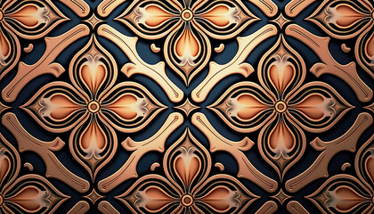 Background pattern in blue vintage color palette, with orange, red, beige | AI generated
