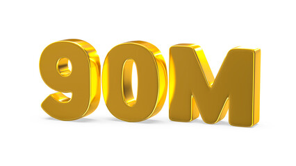 Follow Number 3D Render Gold