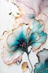 Abstract elegant ink floral texture, made with generative ai