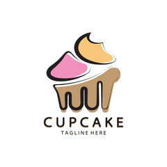 Cupcake Logo design vector illustration template. Cupcake bakery icon.cake store,caker shop ,vector