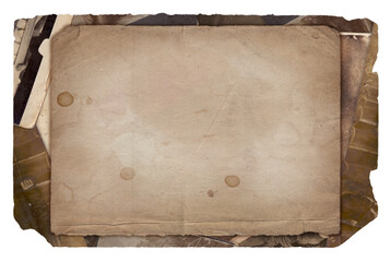 Vintage photo paper on heap of old photos background