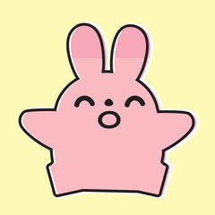 うさぎのイラスト_線画_笑顔_ジャンプ