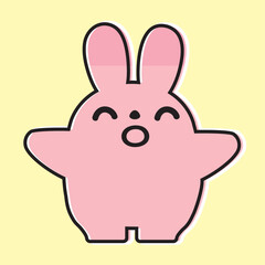 うさぎのイラスト_線画_笑顔_手を広げる