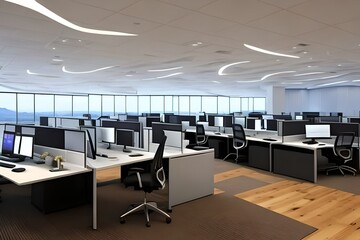 Images related to business, finance and technology, such as images of offices, business meetings, smartphones, laptops, tablets and other technology, octane render, 32k, UHD, office, room, GENERATIVE 