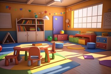 Cozy Kindergarten Room Generative AI