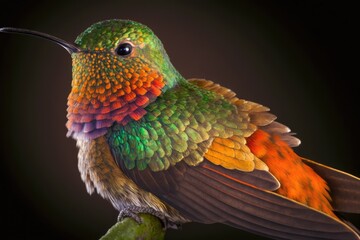 Fototapeta premium Image of a rufous tailed hummingbird, taken in Ecuador. Generative AI