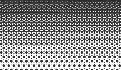 Vector monochrome seamless pattern. Repeating geometric background with polygon, triangle, gradient. Texture for web site backdrop, wallpaper, textile, fabric. Simple shapes