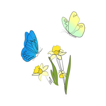 Butterfly 19 Black White Line Art 555px - Butterfly Sitting On A Flower  Drawings - Free Transparent PNG Download - PNGkey