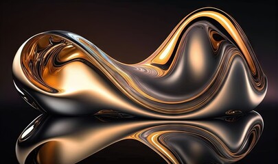  an abstract gold and black background with a wavy design on it.  generative ai