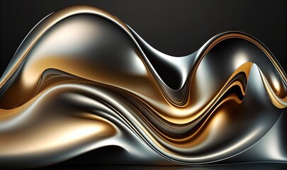  an abstract gold and silver background with wavy lines and curves.  generative ai