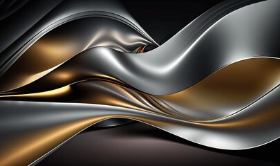  an abstract silver and gold background with a wavy design on it.  generative ai