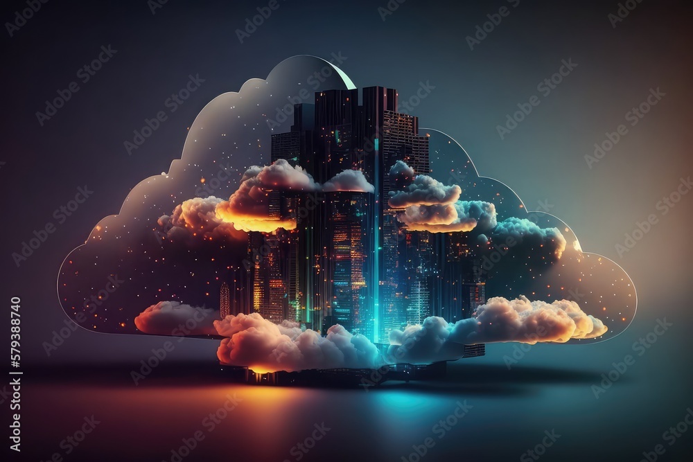 Poster smart city. big data connection. generative ai