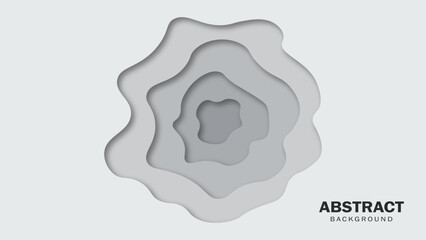 Abstract gray and white paper cut background. Minimal geometric shapes. Vector design template for web and print projects.