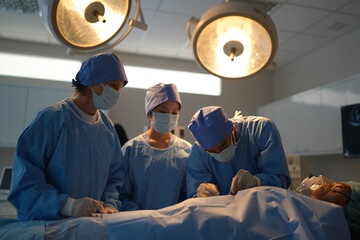 Medical Team Performing Surgical Operation in Modern Operating Room. inside operation room