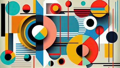 Abstract Bauhaus Geometric Background. Geometric Background Bauhaus Style for Poster, Banner, Flyer, Cover, and Wallpaper. Generative Ai