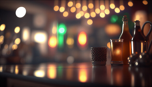 Blurred and unfocused restaurant table setting with cutlery background, Generative AI