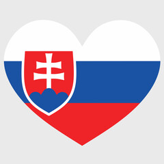 Vector illustration of the Slovakia flag with a heart shaped isolated on plain background.
