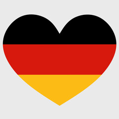 Vector illustration of the Germany flag with a heart shaped isolated on plain background.