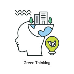 Green Thinking Vector Filled Outline Icon Design illustration. Ecology Symbol on White background EPS 10 File