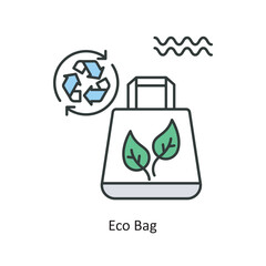 ECo Bag Vector Filled Outline Icon Design illustration. Ecology Symbol on White background EPS 10 File