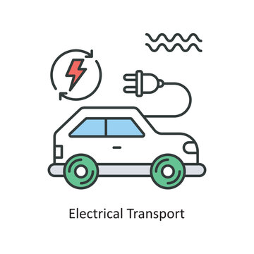 Electrical Transport Vector Filled Outline Icon Design illustration. Ecology Symbol on White background EPS 10 File