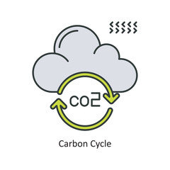 Carbon Cycle Vector Filled Outline Icon Design illustration. Ecology Symbol on White background EPS 10 File