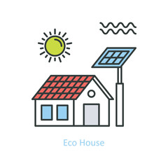 ECO house Vector Filled Outline Icon Design illustration. Ecology Symbol on White background EPS 10 File