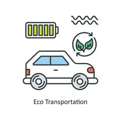Eco transportation Vector Filled Outline Icon Design illustration. Ecology Symbol on White background EPS 10 File