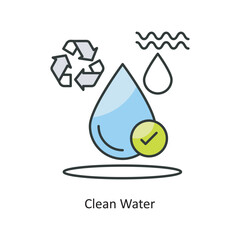 Clean Water Vector Filled Outline Icon Design illustration. Ecology Symbol on White background EPS 10 File